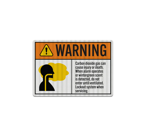 ANSI Carbon Dioxide Gas Can Cause Injury Decal (EGR Reflective)