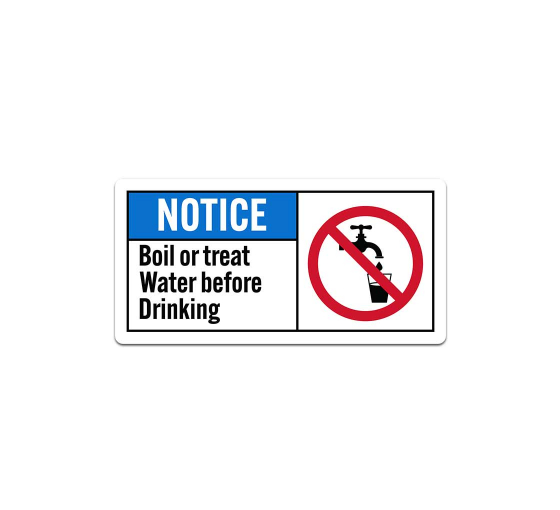 ANSI Boil Or Treat Water Before Drinking Decal (Non Reflective)