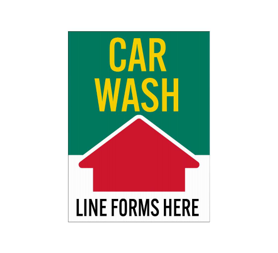 Car Wash, Line Forms Here Corflute Sign (Non Reflective)