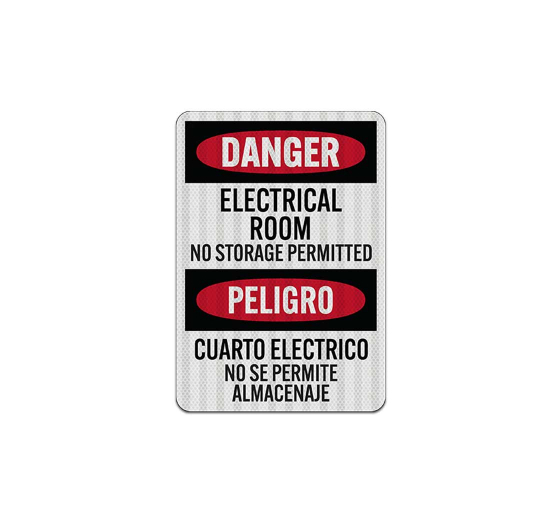Bilingual OSHA Electrical Room Aluminum Sign (EGR Reflective)