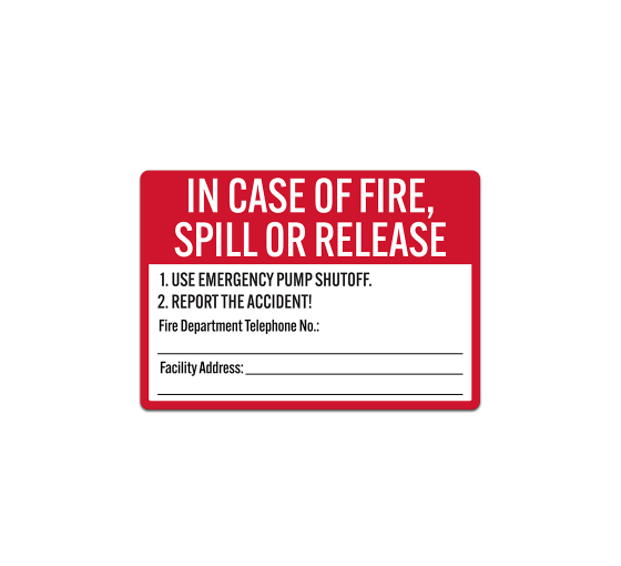 Use Emergency Pump Shut Off Decal (Non Reflective)
