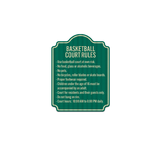 Custom Basketball Rules Aluminum Sign (HIP Reflective)
