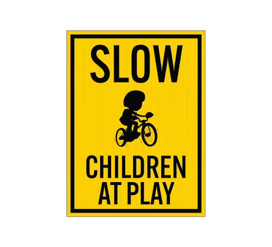 Children At Play Kids Cycling Corflute Sign (Non Reflective)