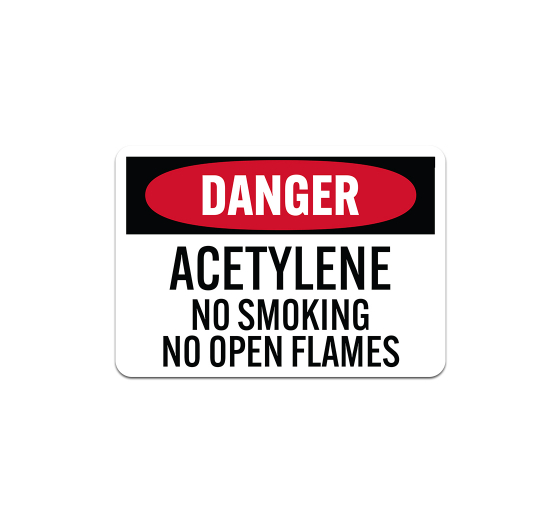OSHA Acetylene No Smoking No Open Flames Aluminum Sign (Non Reflective)