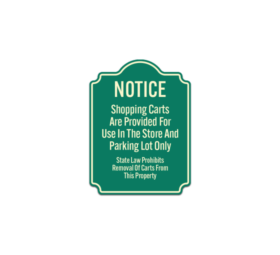 Shopping Carts For Use In Store & Parking Lot Only Aluminum Sign (Non Reflective)