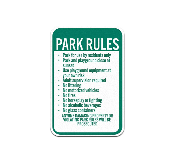 Park for Use By Residents Only Aluminum Sign (Non Reflective)