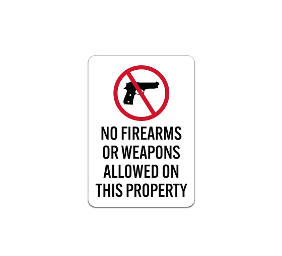 No Firearms Or Weapons Allowed Aluminum Sign (Non Reflective)