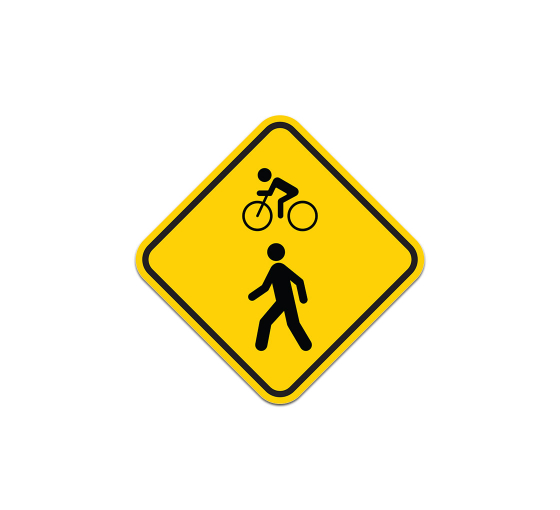 Bicycle With Pedestrian Graphic Aluminum Sign (Non Reflective)