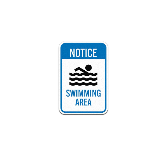Notice Swimming Area Aluminum Sign (Non Reflective)