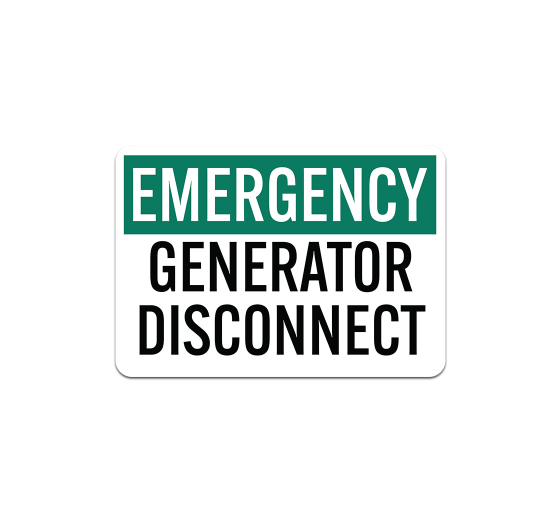 OSHA Generator Disconnect Aluminum Sign (Non Reflective)