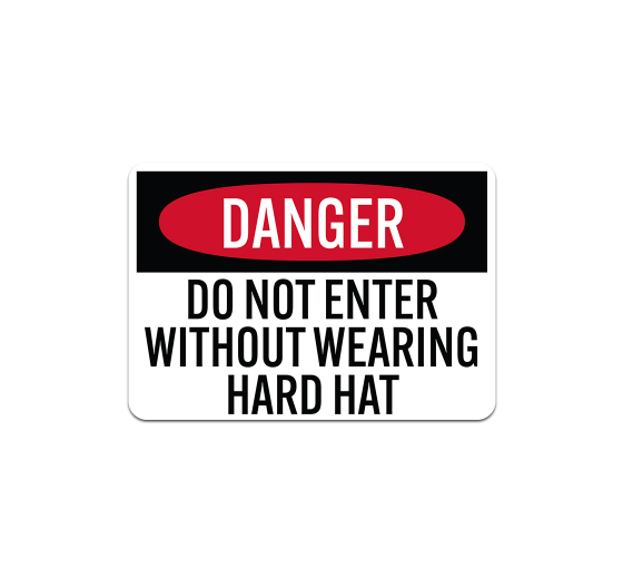 Korean OSHA Do Not Enter Without Wearing Hard Hat Aluminum Sign (Non Reflective)