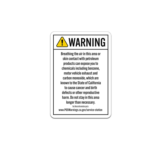California Prop 65 Exposure Warning Aluminum Sign (Non Reflective)