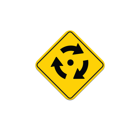 Clockwise Roundabout Warning Symbol Aluminum Sign (Non Reflective)