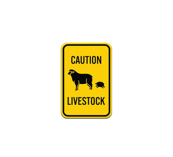 Caution Livestock Sheep & Lamb Symbol Aluminum Sign (Non Reflective)