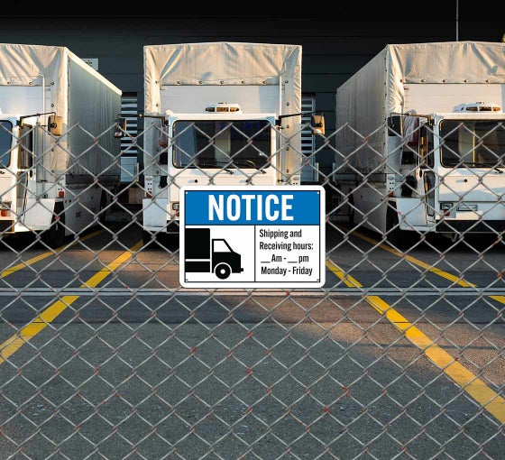ANSI Shipping & Receiving Hours Aluminum Sign (Non Reflective)