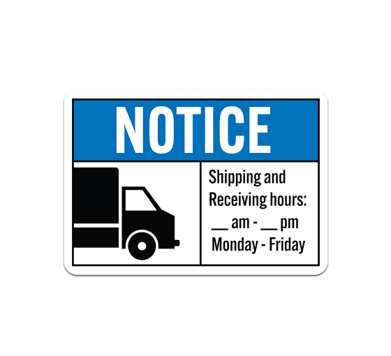 ANSI Shipping & Receiving Hours Aluminum Sign (Non Reflective)