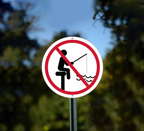 No Fishing With Symbol Aluminum Sign (Non Reflective)