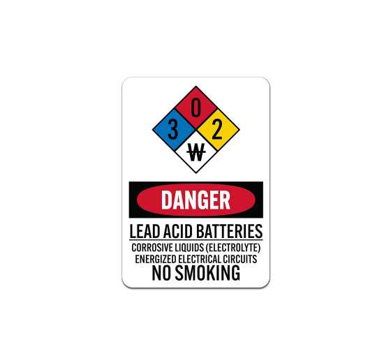 OSHA Lead Acid Batteries Corrosive Liquids Aluminum Sign (Non Reflective)