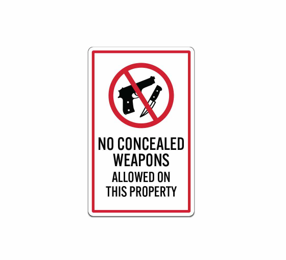 No Concealed Weapons Allowed On This Property Decal (Non Reflective)