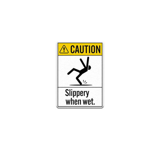 ANSI Slippery When Wet Plastic Sign