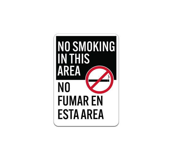 Bilingual No Smoking In This Area Plastic Sign
