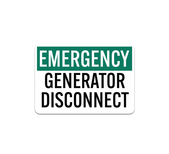 OSHA Generator Disconnect Plastic Sign