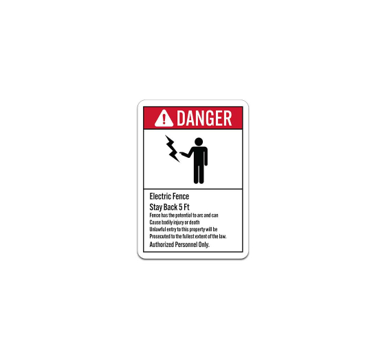 ANSI Electric Fence Stay Back 5 Ft Plastic Sign