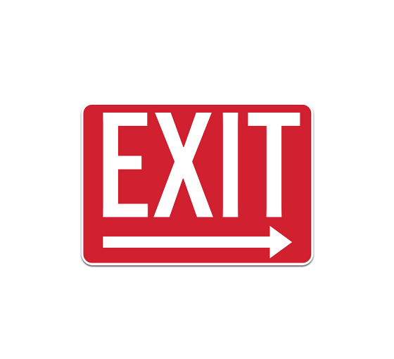 Exit With Right Arrow Plastic Sign