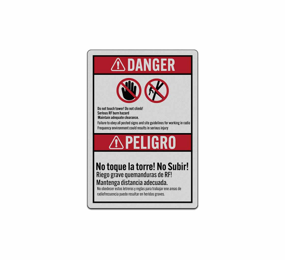 ANSI Bilingual Do Not Touch Tower Do Not Climb Decal (Reflective)