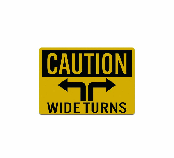 Caution Wide Turns Decal (Reflective)
