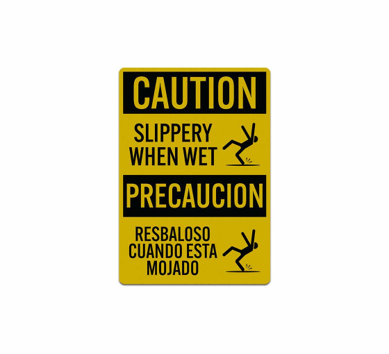 Bilingual Slippery When Wet Decal (Reflective)