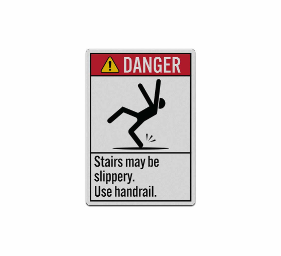ANSI Stairs May Be Slippery Decal (Reflective)