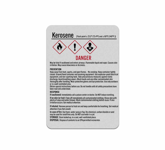 Kerosene Chemical Danger Decal (Reflective)