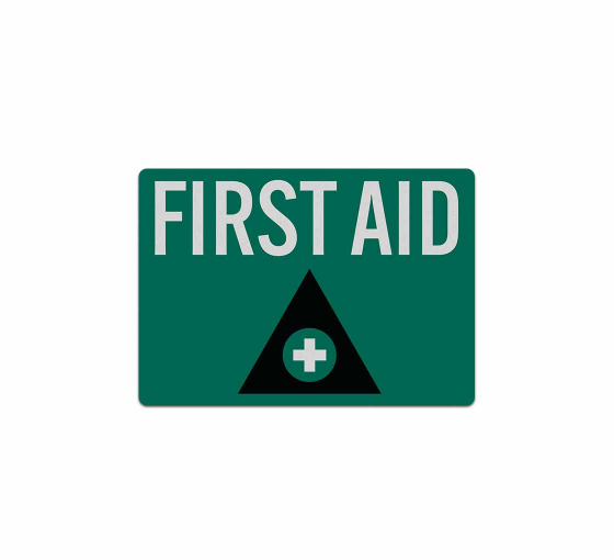 First Aid Cross On Triangle Decal (Reflective)