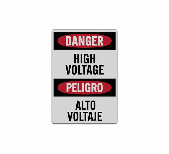Bilingual High Voltage Warning Decal (Reflective)