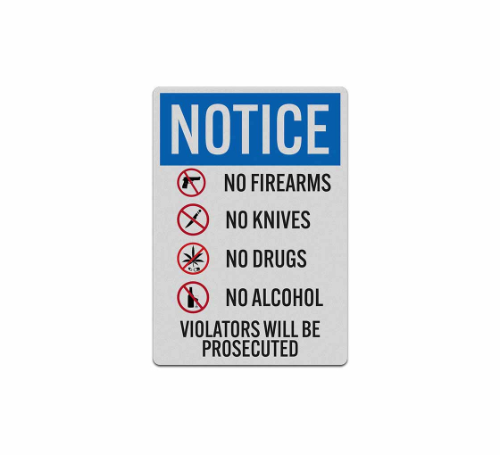 OSHA Notice No Firearms Decal (Reflective)
