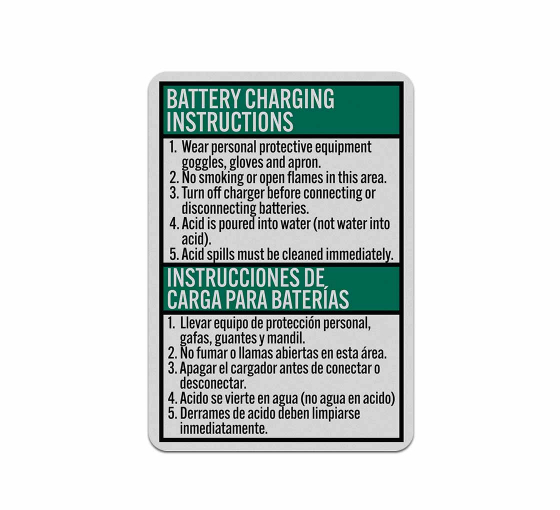 Bilingual Battery Charging Area Decal (Reflective)
