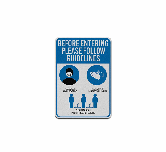 Social Distancing Before Entering Please Follow Guidelines Decal (Reflective)