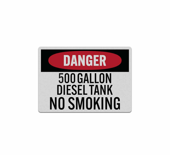 500 Gallon Diesel Tank No Smoking Decal (Reflective)