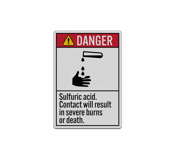 Sulfuric Acid Contact Will Result In Severe Burns Decal (Reflective)