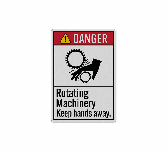 Rotating Machinery Keep Hands Away Decal (Reflective)