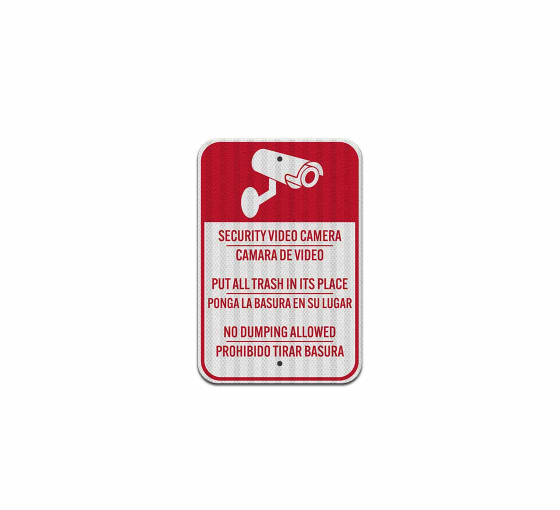 Bilingual Video Surveillance Aluminum Sign (HIP Reflective)