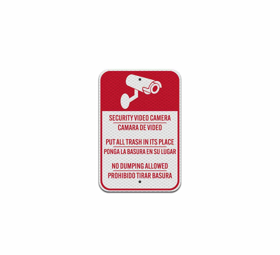 Bilingual Video Surveillance Aluminum Sign (Diamond Reflective)