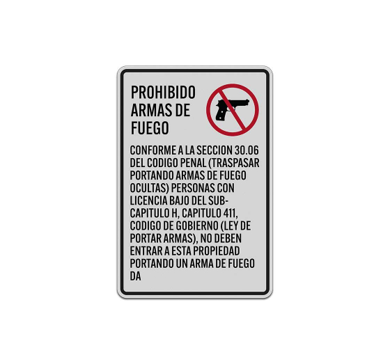 Spanish No Concealed Carry Decal (Reflective)