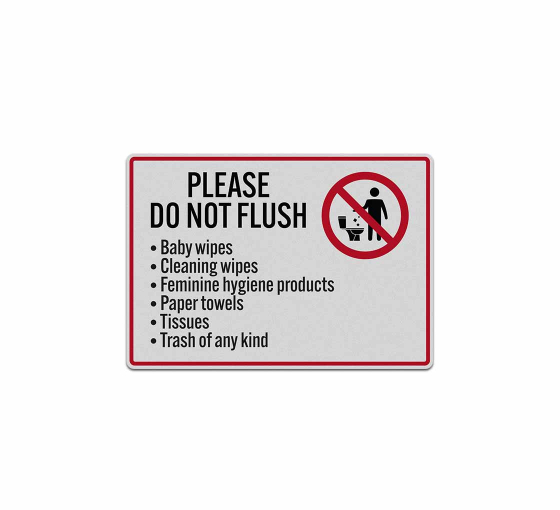 Please Do Not Flush Baby Wipes Decal (Reflective)