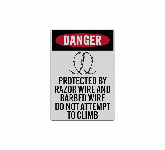 Protected By Razor Barbed Wire Decal (Reflective)