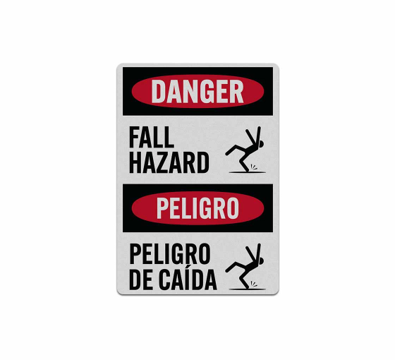 Bilingual OSHA Fall Hazard Decal (Reflective)