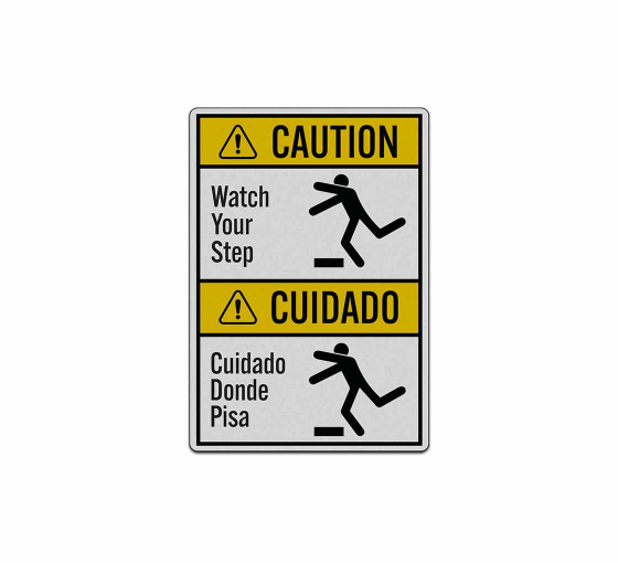 Bilingual ANSI Watch Your Step Decal (Reflective)