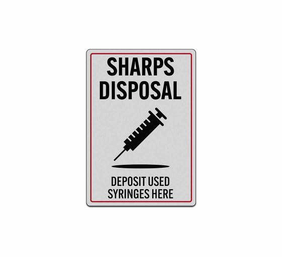 Deposit Used Syringes Here Decal (Reflective)
