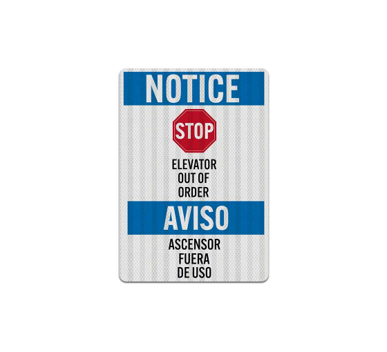 Bilingual Elevator Out of Order Decal (EGR Reflective)